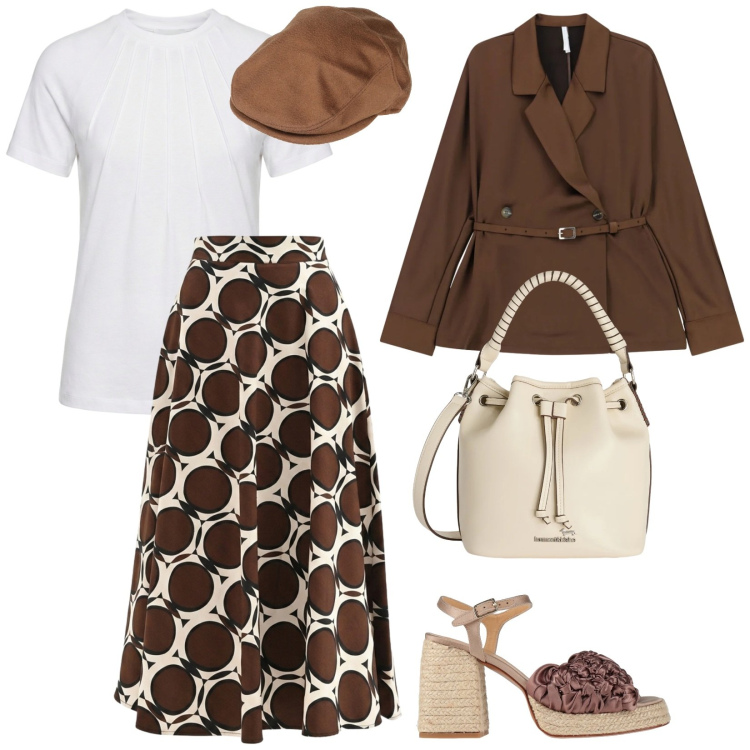 Outfit donna - Passione cappelli. per Tutti i giorni. Abbinamento con espadrillas, cappelli, gonne lunghe, blazer, borse a secchiello, t-shirt.