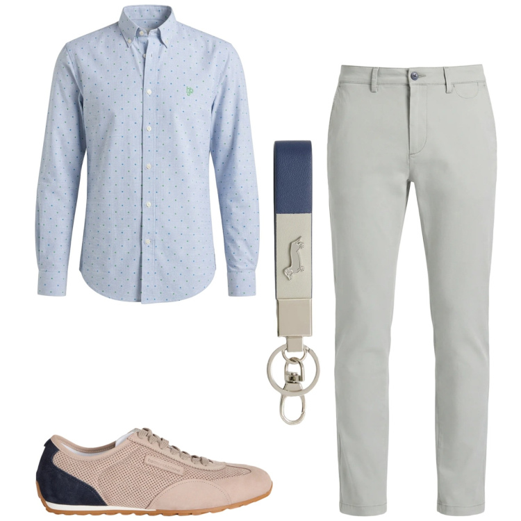 Outfit uomo - Total look #2408917. Stile Urban per Tutti i giorni. Abbinamento con sneakers, portachiavi, pantaloni chino, camicie.