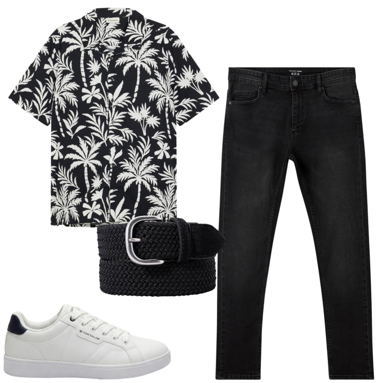 Outfit uomo - Total look #2408923. Stile Casual per Tutti i giorni. Abbinamento con sneakers, camicie a manica corta, jeans skinny, cinture.