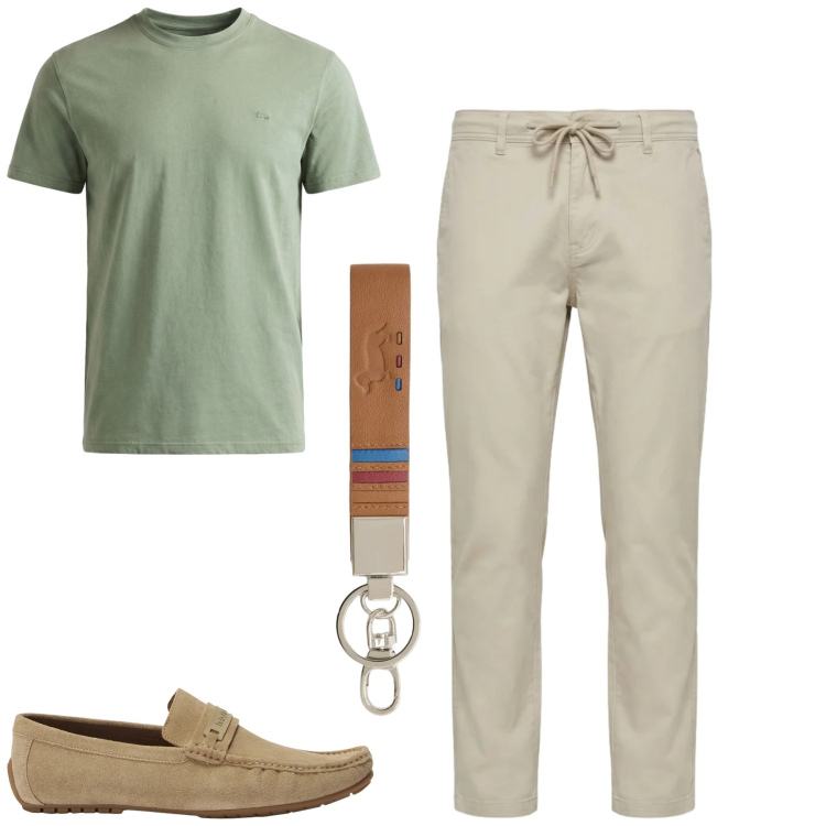 Outfit uomo - Total look #2408929. Stile Urban per Tutti i giorni. Abbinamento con portachiavi, t-shirt, scarpe stringate, pantaloni.
