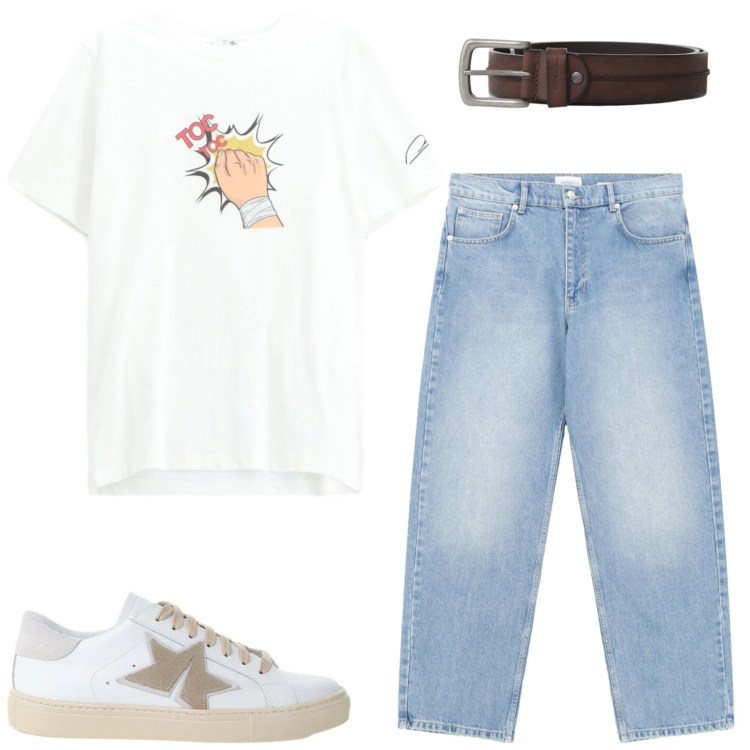 Outfit uomo - Total look #2408933. Stile Casual per Tutti i giorni. Abbinamento con jeans, cinture, t-shirt, sneakers.