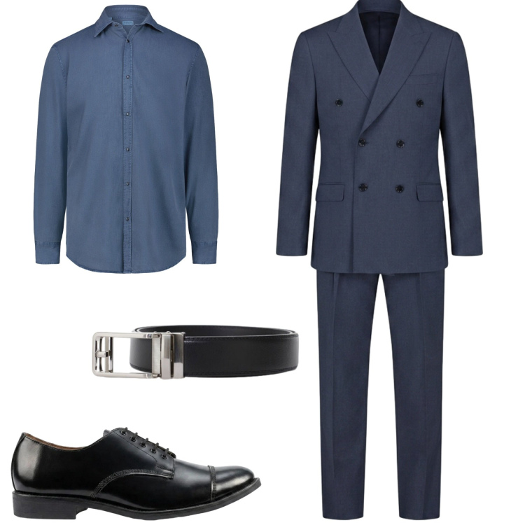 Outfit uomo - Total look #2408936. Stile Business/Elegante per Cerimonia. Abbinamento con cinture, camicie, scarpe stringate, abiti.