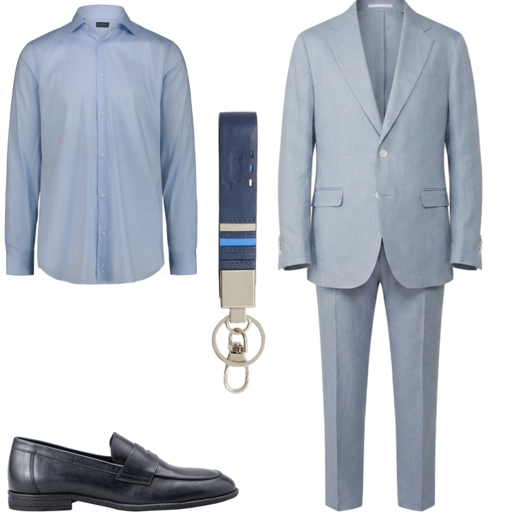 Outfit uomo - Total look #2408940. Stile Business/Elegante per Tutti i giorni. Abbinamento con portachiavi, camicie, scarpe stringate, abiti.