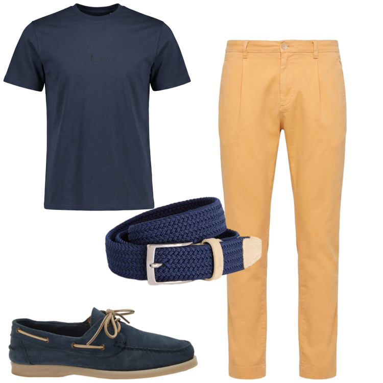 Outfit uomo - Total look #2408943. Stile Urban per Tutti i giorni. Abbinamento con cinture, t-shirt, pantaloni, scarpe stringate.