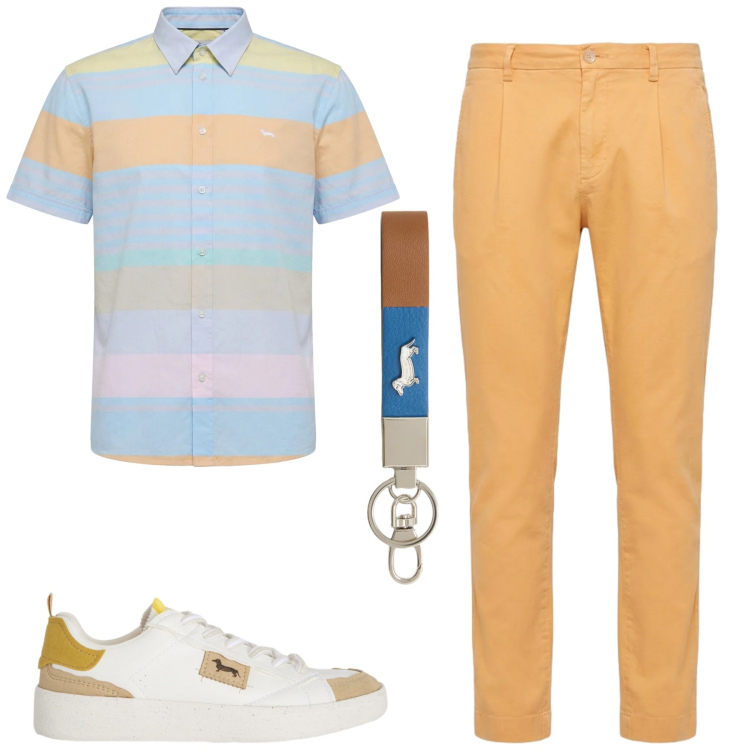 Outfit uomo - Total look #2408944. Stile Urban per Tutti i giorni. Abbinamento con portachiavi, sneakers, camicie a manica corta, pantaloni.