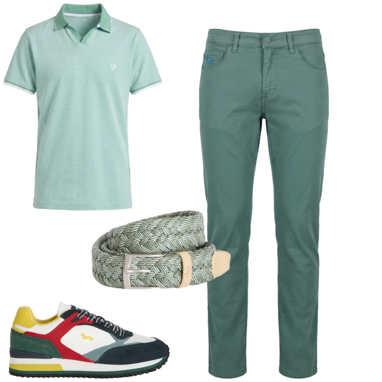 Outfit uomo - Total look #2408945. Stile Urban per Tutti i giorni. Abbinamento con sneakers, pantaloni, cinture, polo.