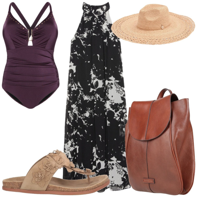 Outfit donna - Total look #2408954. Stile Etnico per Mare. Abbinamento con zaini, infradito, cappelli, costumi interi, vestiti lunghi.