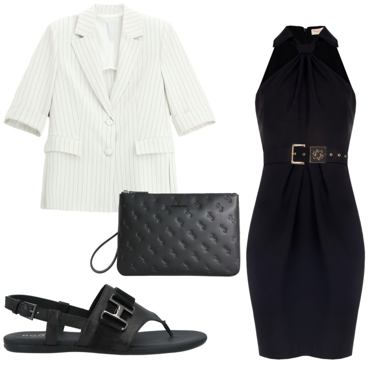 Outfit donna - Total look #2408968. Stile Glamour per Serata fuori. Abbinamento con infradito, blazer, vestiti a tubino, anelli.