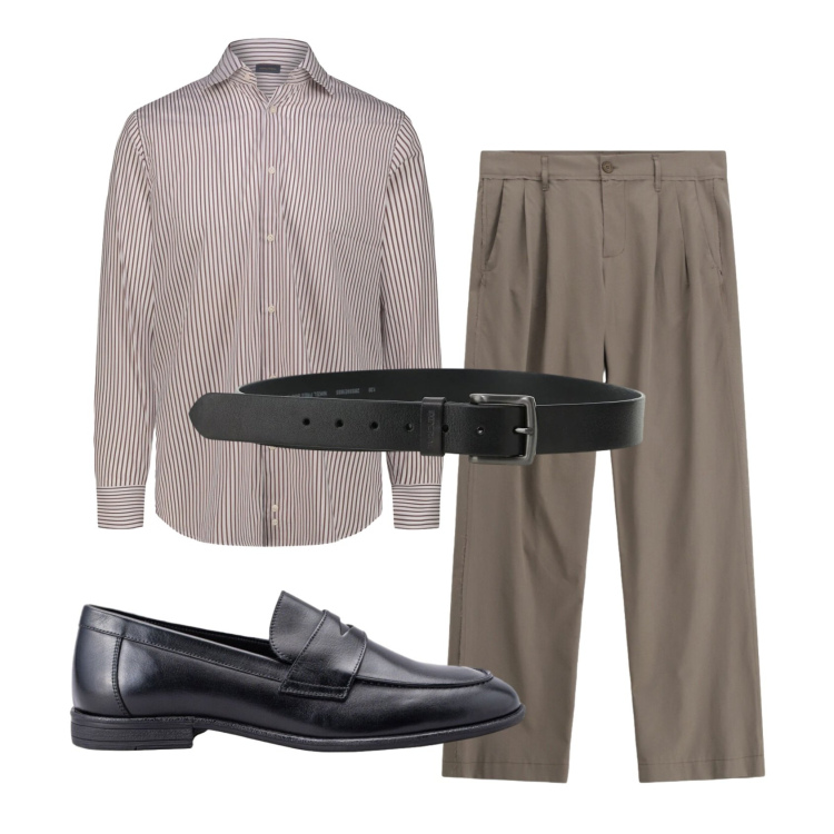 Outfit uomo - Total look #2408984. Stile Business/Elegante per Ufficio. Abbinamento con cinture, pantaloni, scarpe stringate, camicie.