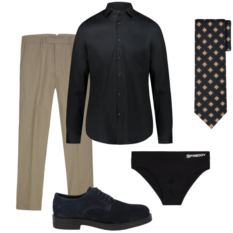 Outfit uomo - Total look #2408987. Stile Business/Elegante per Cerimonia. Abbinamento con slip, camicie, scarpe stringate, pantaloni, cravatte.