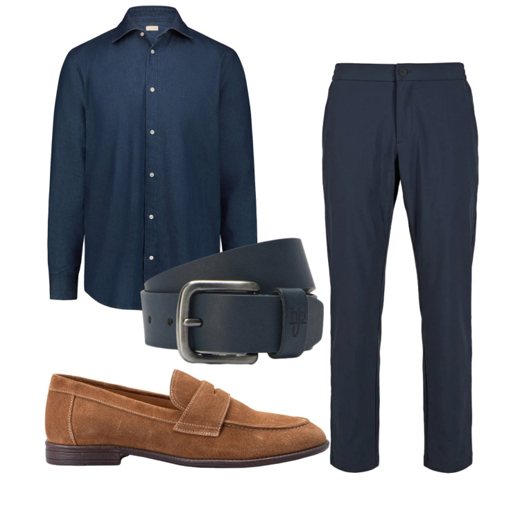 Outfit uomo - Total look #2408989. Stile Business/Elegante per Cerimonia. Abbinamento con cinture, pantaloni, camicie, scarpe stringate.