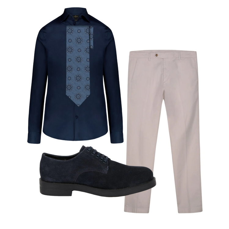 Outfit uomo - Total look #2408993. Stile Business/Elegante per Ufficio. Abbinamento con camicie, scarpe stringate, pantaloni chino, cravatte.