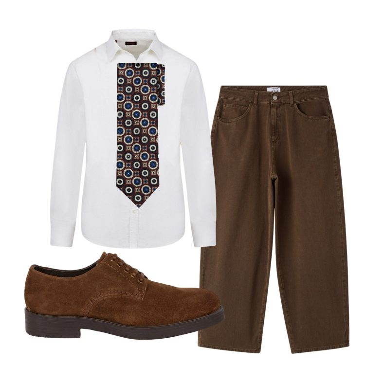 Outfit uomo - Total look #2408995. Stile Trendy per Ufficio. Abbinamento con pantaloni, camicie, scarpe stringate, cravatte.