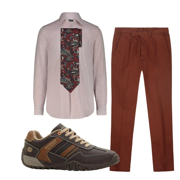 Outfit uomo - Total look #2408996. Stile Trendy per Ufficio. Abbinamento con sneakers, pantaloni, cravatte, camicie.