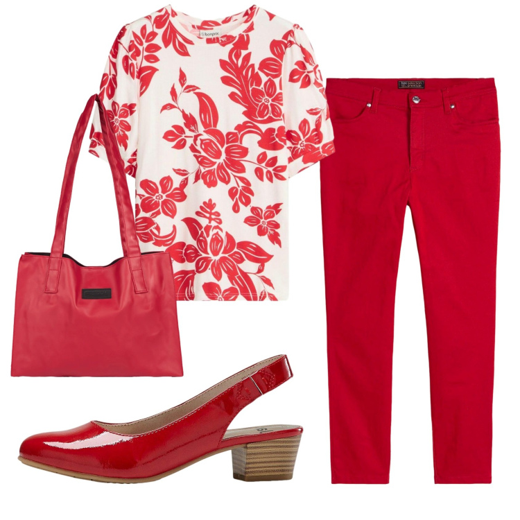 Outfit donna - Total look #2408999. Stile Basic per Ufficio. Abbinamento con t-shirt, pantaloni, décolleté, shopping bag.