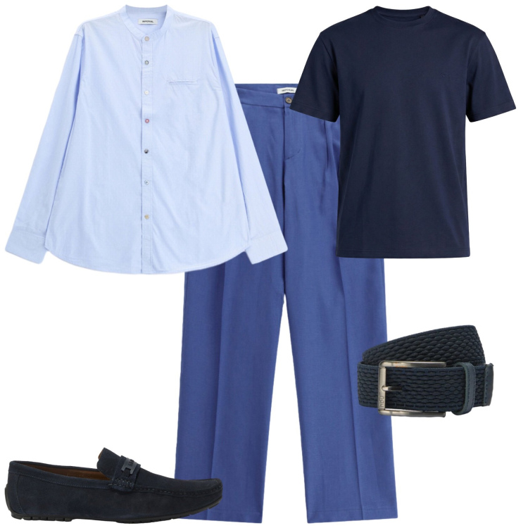 Outfit uomo - Trendy aperitivo serata speciale. Stile Trendy per Serata speciale. Abbinamento con camicie, pantaloni, t-shirt, scarpe stringate, cinture.