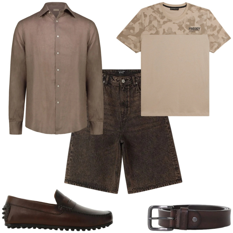 Outfit uomo - Trendy ogni giorno. Stile Trendy per Tutti i giorni. Abbinamento con bermuda, scarpe stringate, cinture, t-shirt, camicie.