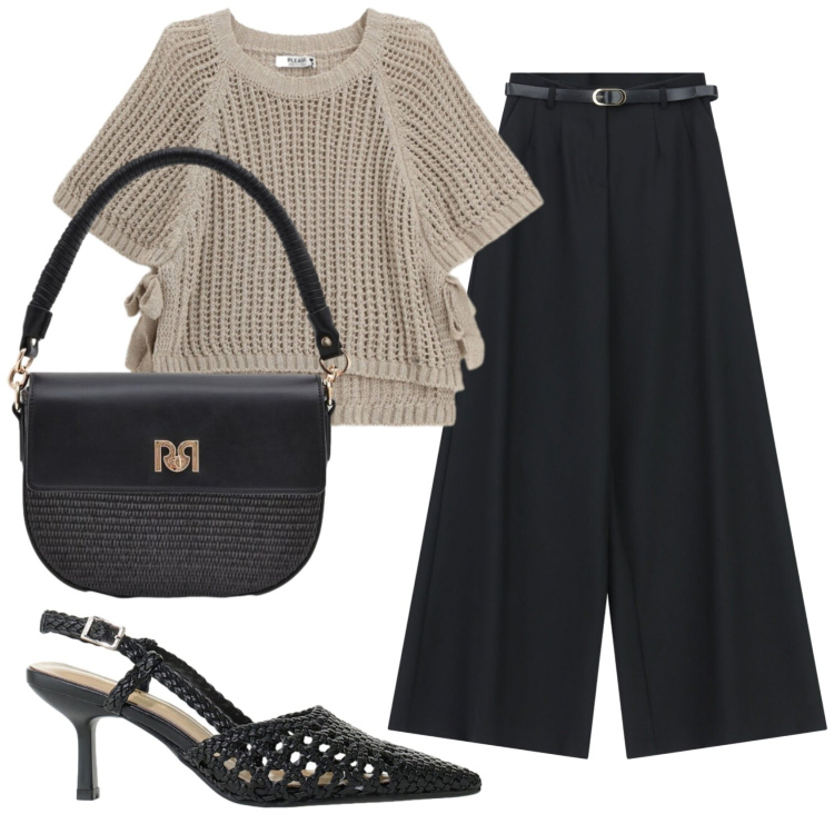 Outfit donna - Total look #2409029. Stile Trendy per Serata fuori. Abbinamento con pantaloni a palazzo, décolleté, top, borse a spalla.