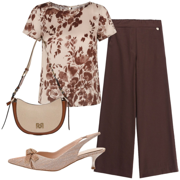Outfit donna - Total look #2409033. Stile Bon Ton per Ufficio. Abbinamento con pantaloni a palazzo, bluse, décolleté, borse a tracolla.