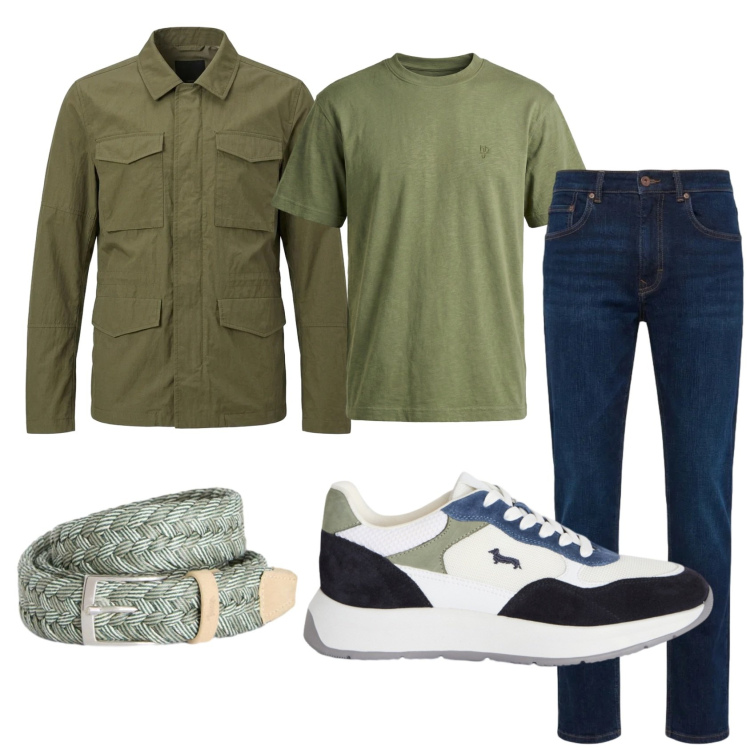 Outfit uomo - Total look #2409060. Stile Casual per Tutti i giorni. Abbinamento con sneakers, jeans, t-shirt, cinture, cappotti.