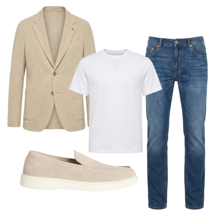 Outfit uomo - Total look #2409061. Stile Urban per Ufficio. Abbinamento con jeans, scarpe stringate, t-shirt, giacche.