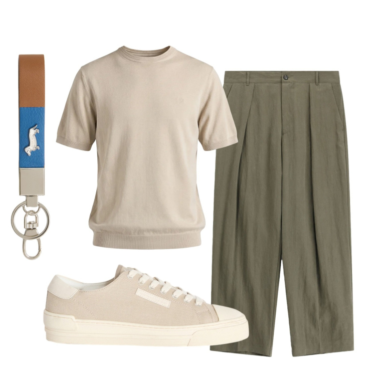 Outfit uomo - Total look #2409063. Stile Trendy per Tutti i giorni. Abbinamento con pantaloni, portachiavi, sneakers, t-shirt.