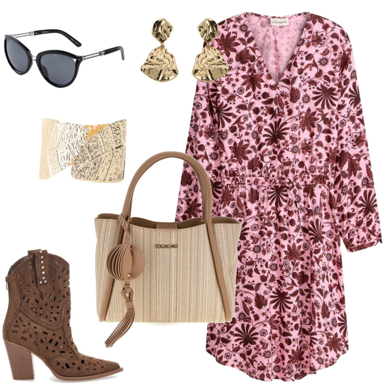 Outfit donna - Lo stile Urban. Stile Urban per Tutti i giorni. Abbinamento con vestiti midi/longuette, occhiali da sole, orecchini, braccialetti, stivaletti texani, borse a tracolla.