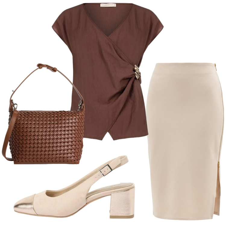 Outfit donna - Total look #2409091. Stile Bon Ton per Serata fuori. Abbinamento con décolleté, bluse, gonne longuette, borse a spalla.