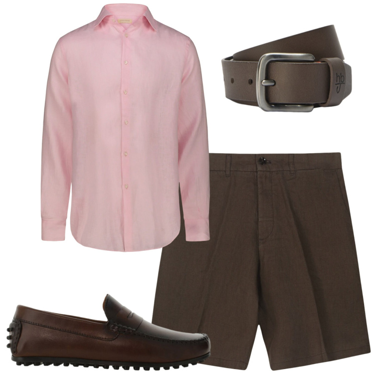 Outfit uomo - Maggio. Stile Urban per Tutti i giorni. Abbinamento con scarpe stringate, cinture, camicie, bermuda.