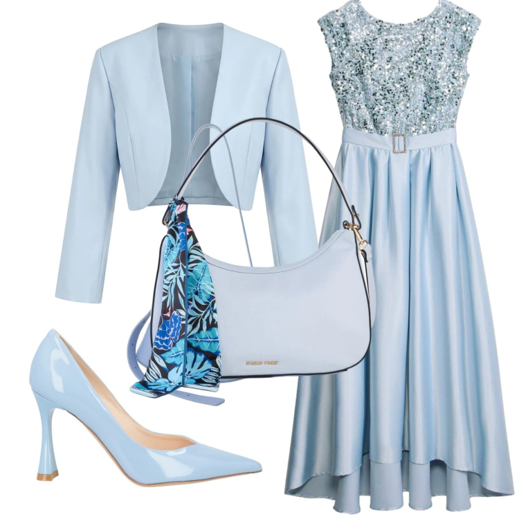 Outfit donna - Total look #2409137. Stile Chic per Cerimonia. Abbinamento con décolleté, vestiti lunghi, borse a mano, borse a spalla, bolero.