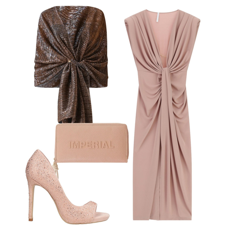 Outfit donna - Total look #2409138. Stile Chic per Cerimonia. Abbinamento con décolleté, stole, vestiti lunghi, portafogli.