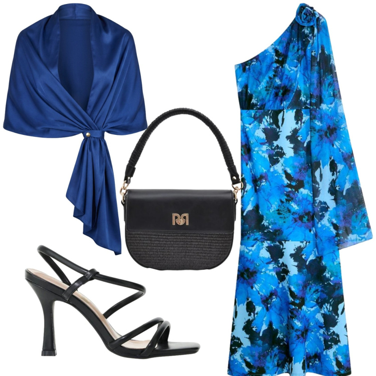Outfit donna - Total look #2409144. Stile Chic per Serata fuori. Abbinamento con vestiti asimmetrici, borse a spalla, stole, sandali col tacco.
