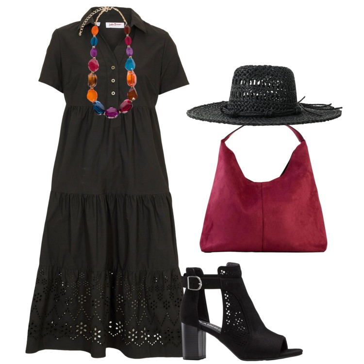 Outfit donna - Dettagli traforati. Stile Casual per Tutti i giorni. Abbinamento con vestiti, sandali col tacco, borse a spalla, cappelli, collane.