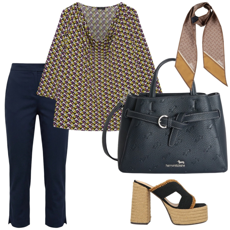 Outfit donna - Femminilità e stile. Stile Casual chic per Tutti i giorni. Abbinamento con sciarpe, espadrillas, pantaloni capri, borse a mano, t-shirt.