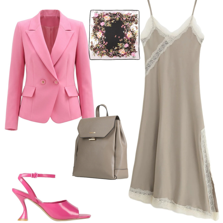 Outfit donna - Chic serata evento. Stile Chic per Serata fuori. Abbinamento con sandali in pelle, sciarpe, zaini, blazer, vestiti lunghi.