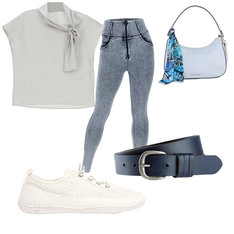 Outfit donna - Total look #2409241. per Tutti i giorni. Abbinamento con canottiere, jeans skinny, cinture, borse a mano, sneakers.