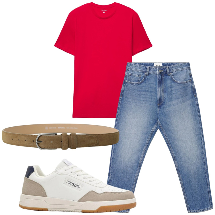 Outfit uomo - Total look #2409278. Stile Casual per Tutti i giorni. Abbinamento con sneakers, jeans, t-shirt, cinture.