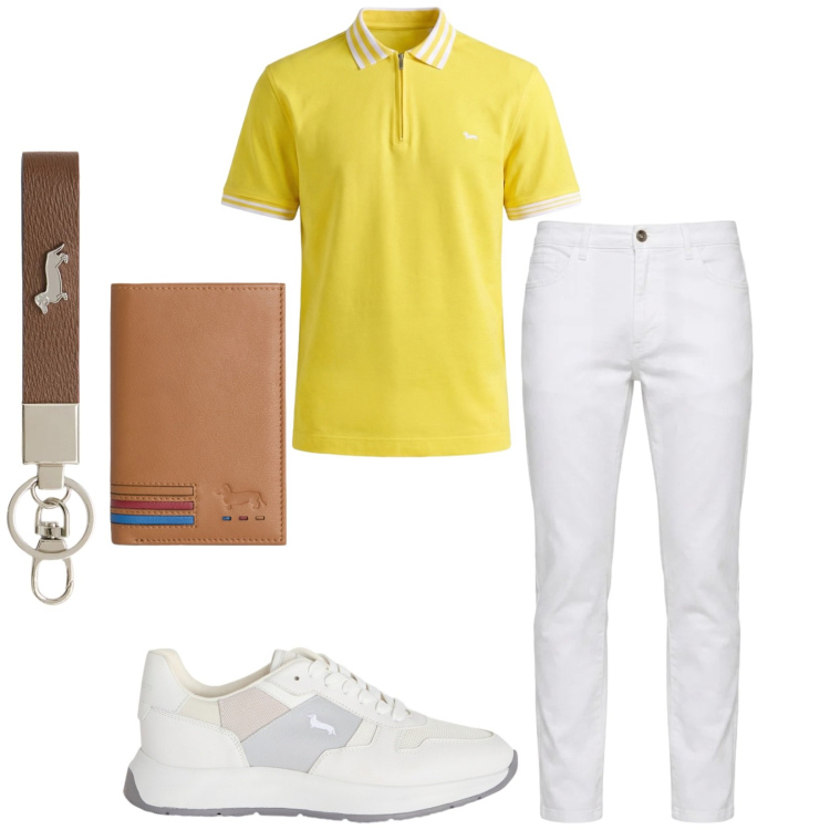 Outfit uomo - Total look #2409279. Stile Trendy per Tutti i giorni. Abbinamento con portachiavi, sneakers, portafogli, polo, jeans.