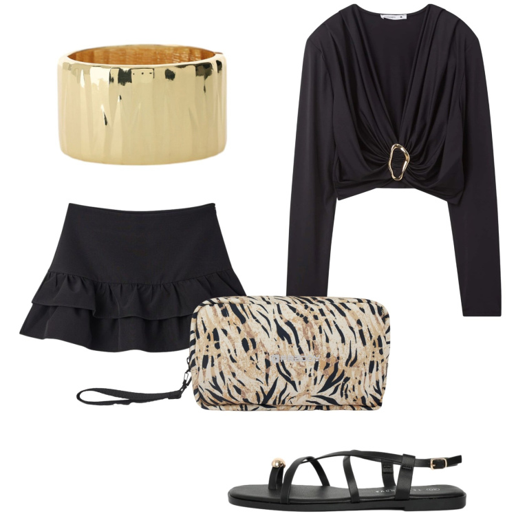 Outfit donna - Total look #2409318. Stile Sexy per Serata fuori. Abbinamento con minigonne, bluse, sandali, braccialetti, valigie.