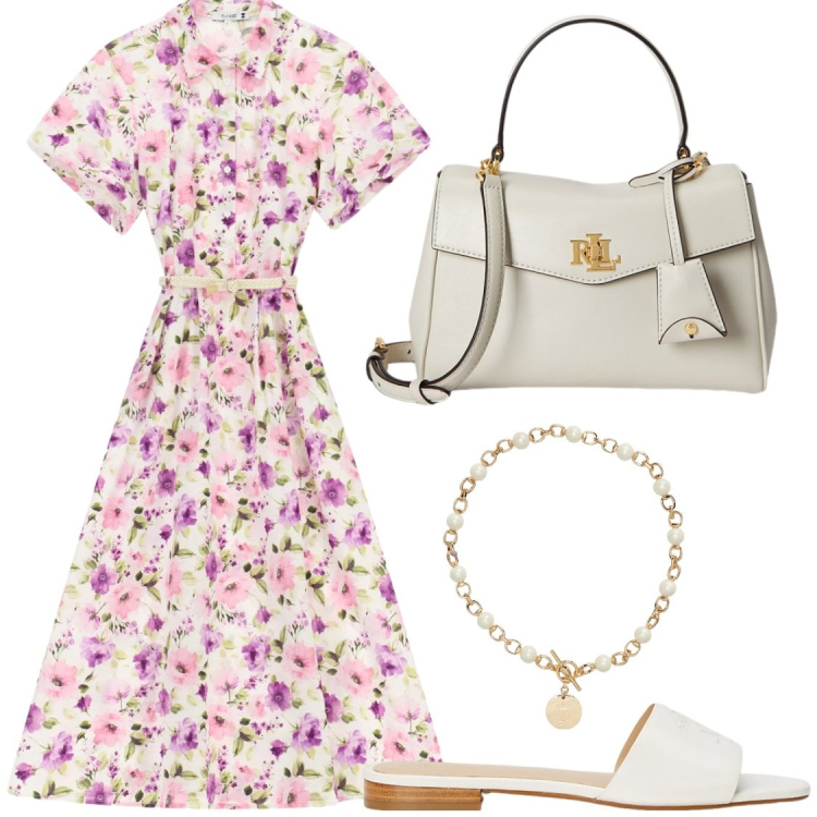 Outfit donna - Vacanze, dopo il mare, apericene. Stile Chic per Serata fuori. Abbinamento con vestiti midi/longuette, borse a mano, ciabatte, collane.