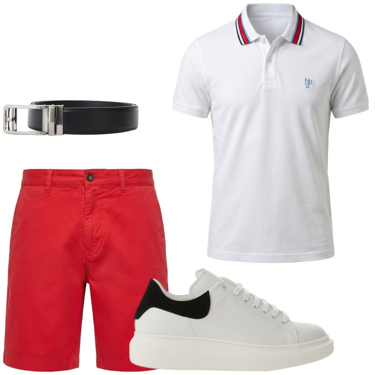 Outfit uomo - Setate estive in relax. Stile Casual per Serata speciale. Abbinamento con sneakers, cinture, polo, pantaloni corti.