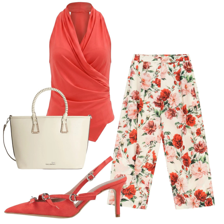 Outfit donna - Total look #2409371. Stile Romantica per Serata fuori. Abbinamento con décolleté, top, pantaloni a palazzo, shopping bag.