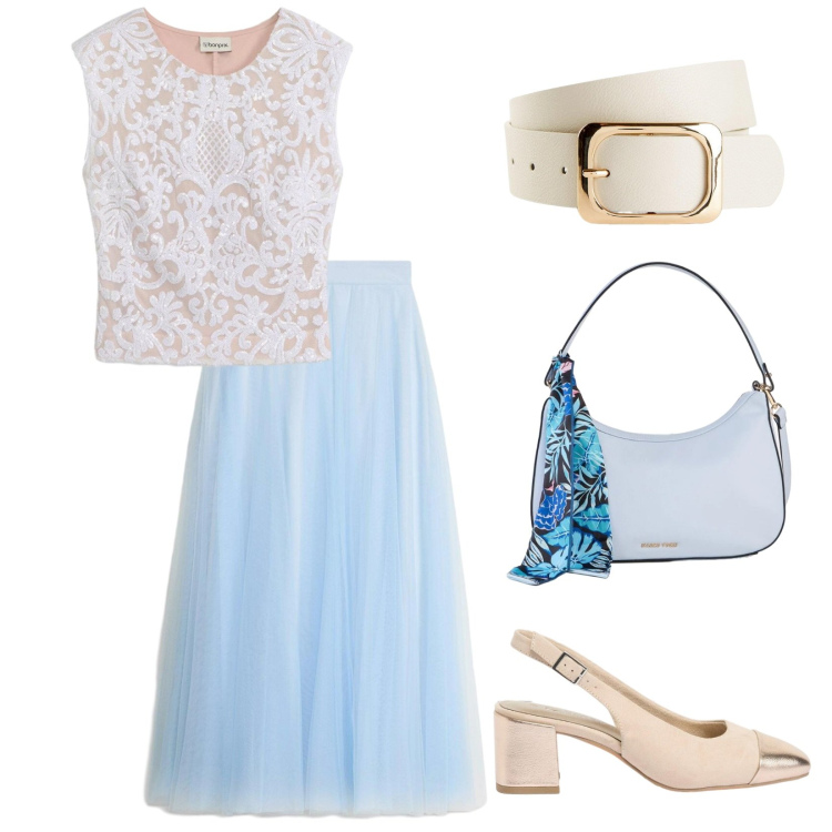 Outfit donna - Bonprix estate. per Cerimonia. Abbinamento con cinture, canottiere, décolleté, gonne lunghe, borse a mano.