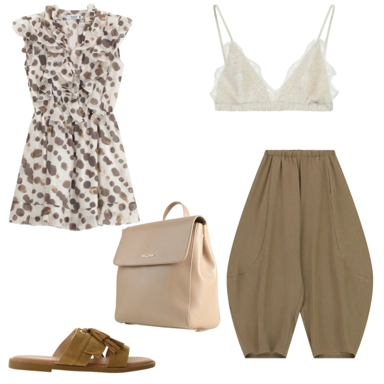 Outfit donna - Total look #2409421. Stile Romantica per Tutti i giorni. Abbinamento con zaini, pantaloni, sandali, reggiseni, vestiti lunghi.