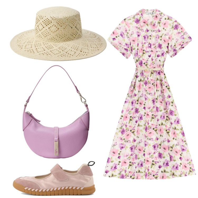 Outfit donna - Romantica!!. Stile Romantica per Tutti i giorni. Abbinamento con vestiti midi/longuette, borse a spalla, cappelli, ballerine.