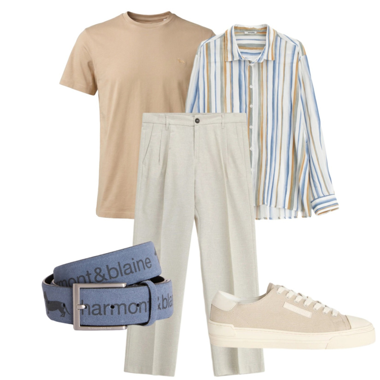 Outfit uomo - Total look #2409441. Stile Casual per Tutti i giorni. Abbinamento con camicie, pantaloni, sneakers, cinture, t-shirt.