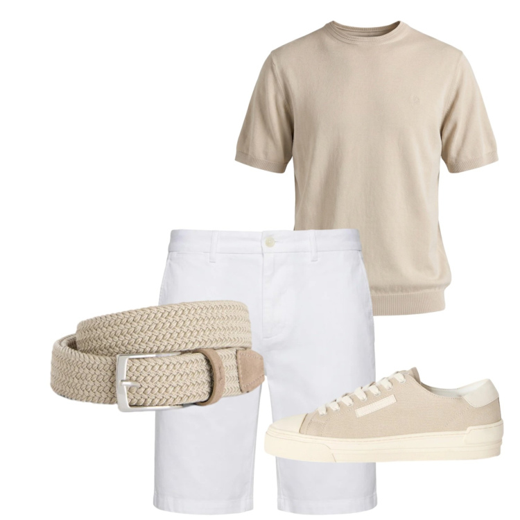 Outfit uomo - Total look #2409442. Stile Casual per Tutti i giorni. Abbinamento con cinture, sneakers, bermuda, t-shirt.