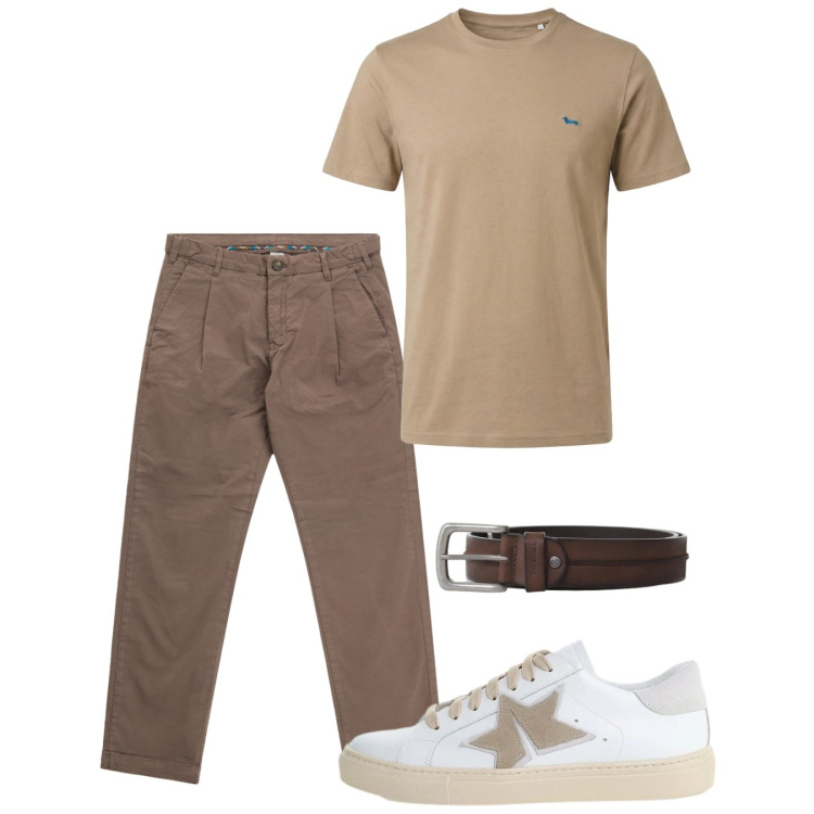 Outfit uomo - Maggio. Stile Casual per Tutti i giorni. Abbinamento con cinture, sneakers, pantaloni, t-shirt.