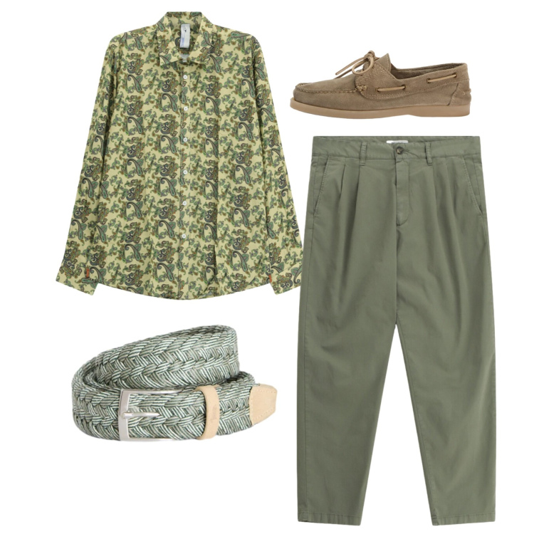 Outfit uomo - Total look. Stile Casual per Tutti i giorni. Abbinamento con pantaloni, camicie, scarpe stringate, cinture.