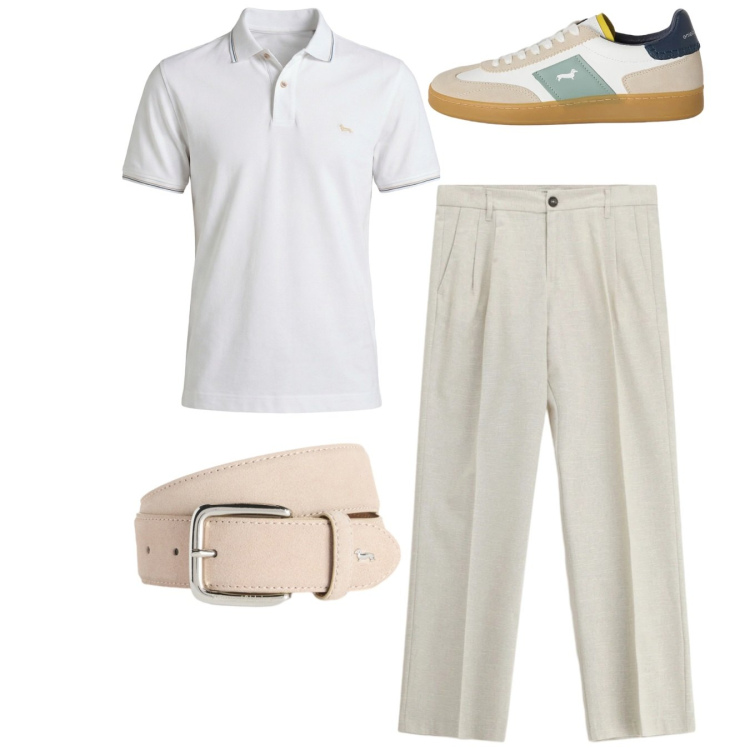 Outfit uomo - Total look. Stile Casual per Tutti i giorni. Abbinamento con pantaloni, cinture, polo, sneakers.